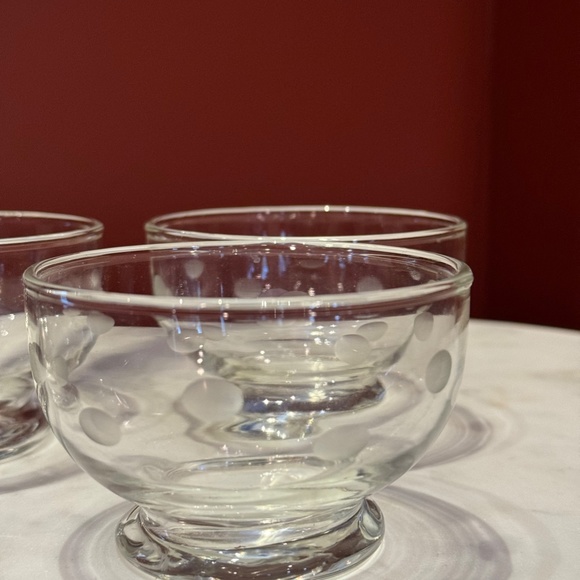 3 Anchor Hocking Coin Dot Sherbert Dessert Bowl Etched - Picture 4 of 7